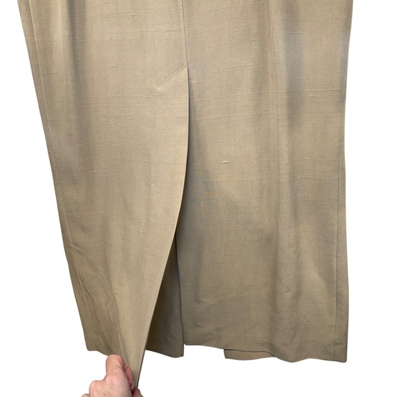 Vintage Dana Buchman 100% Silk Shantung Maxi Dress Beige Origami Size 12 NWT - Picture 11 of 13